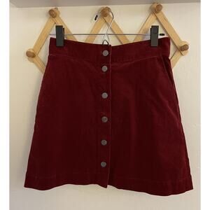 & Other Stories Mini Skirt Womens 4 Corduroy Maroon High Rise Paris Atelier